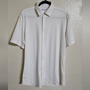 Zara White Casual Button Down Shirt with Crisp Fabric